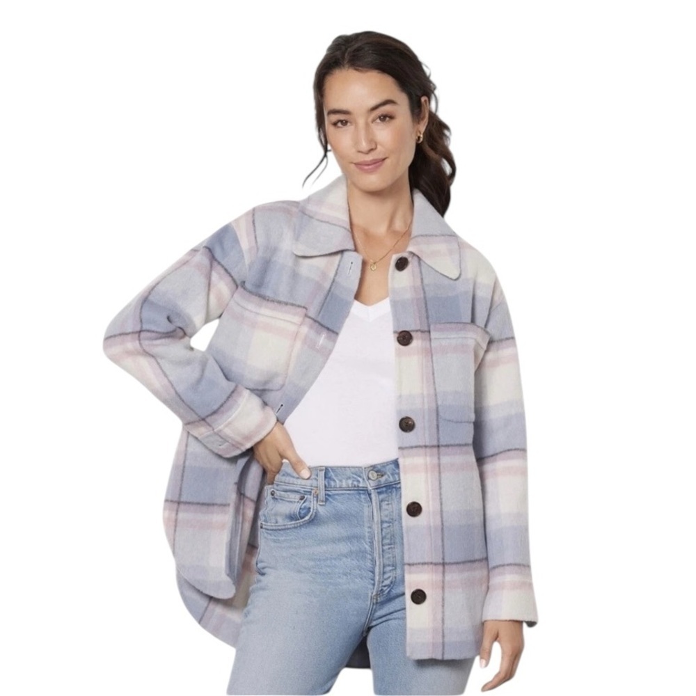 Rails - Connie Oversized Shacket in Junean Plaid Wool Blend Sz XXS